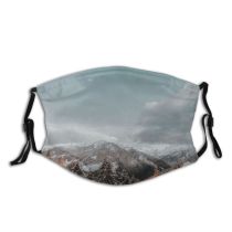 yanfind Idyllic Pine Frosty Mountain Snowy Forest Clouds Frozen Tranquil Scenery Capped Mountains Dust Washable Reusable Filter and Reusable Mouth Warm Windproof Cotton Face
