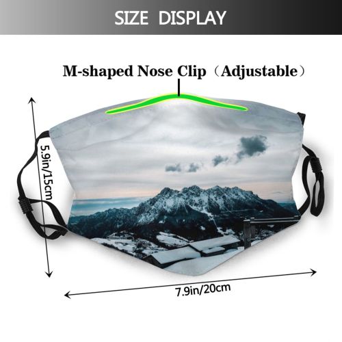 yanfind Icy Icee Frozen Horizon Snow Capped Sky Travel Cloudy Mountains Freezing Frosty Dust Washable Reusable Filter and Reusable Mouth Warm Windproof Cotton Face