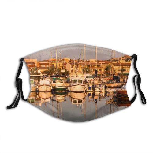 yanfind Harbor Yachting Vehicle Sailboat Vessel Calm Sardinia Port Symmetry Boat Sea Sailing Dust Washable Reusable Filter and Reusable Mouth Warm Windproof Cotton Face