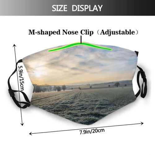 yanfind Frost Dramatic Grass Sunset Landscape Frozen Tranquility Agriculture Rural Scene Sky Agricultural Dust Washable Reusable Filter and Reusable Mouth Warm Windproof Cotton Face