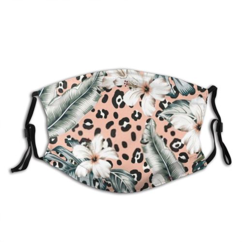 yanfind  Spring Flower Fashion Hibiscus Trendy Vintage Plant Tropical Monstera Leaves Design Dust Washable Reusable Filter and Reusable Mouth Warm Windproof Cotton Face