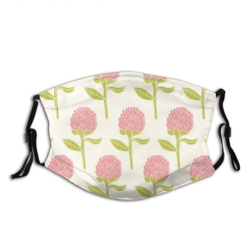 yanfind Garden Clover Flora Seamless Natural Herb Weeds Summer Meadow Vintage Grass Design Dust Washable Reusable Filter and Reusable Mouth Warm Windproof Cotton Face
