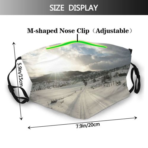 yanfind Winter Cloud Geological Sunlight Mountain Sky Loipe Ski Piste Tree Winter Freezing Dust Washable Reusable Filter and Reusable Mouth Warm Windproof Cotton Face