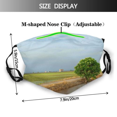 yanfind Rural Waterway Landscape Field Sunset Sky Sky Tree Paddy Field Natural Area Dust Washable Reusable Filter and Reusable Mouth Warm Windproof Cotton Face