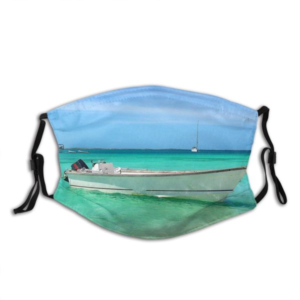 yanfind Transportation Tranquility Sea Venezuela Sky Marinades Sky Vehicle Ocean Turquoise Azure Boat Dust Washable Reusable Filter and Reusable Mouth Warm Windproof Cotton Face