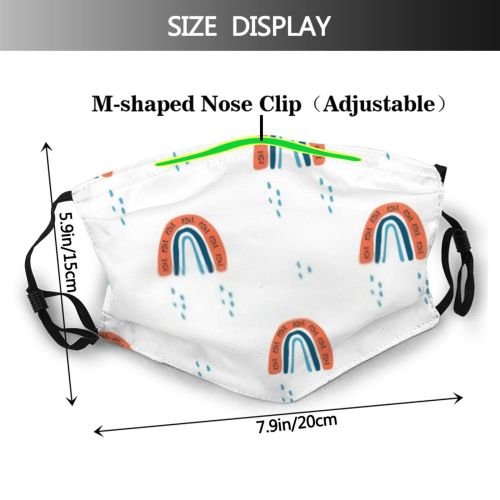 yanfind Abstract Rainbow Childish Fashion Comic Cute Seamless Colorful Trendy Nursery Doodle Child Dust Washable Reusable Filter and Reusable Mouth Warm Windproof Cotton Face