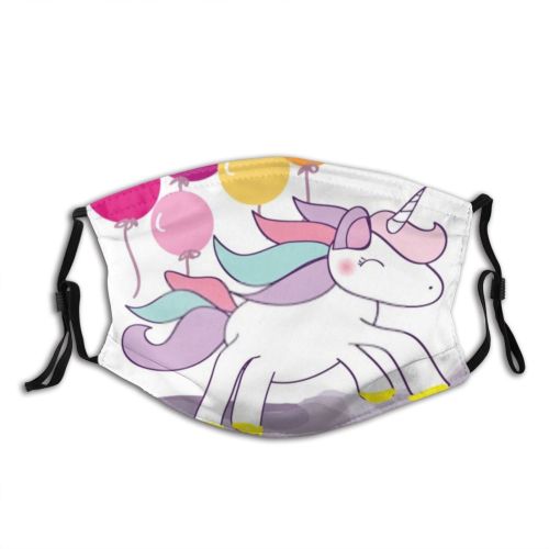 yanfind Isolated Rainbow Pony Heraldic Little Cute Laugh Fantasy Trendy Pastel Doodle Magic Dust Washable Reusable Filter and Reusable Mouth Warm Windproof Cotton Face