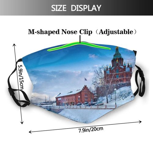 yanfind Capital Cities Waterfront Frozen Helsinki Fashioned Cathedral Built Snow City Architecture Space Dust Washable Reusable Filter and Reusable Mouth Warm Windproof Cotton Face