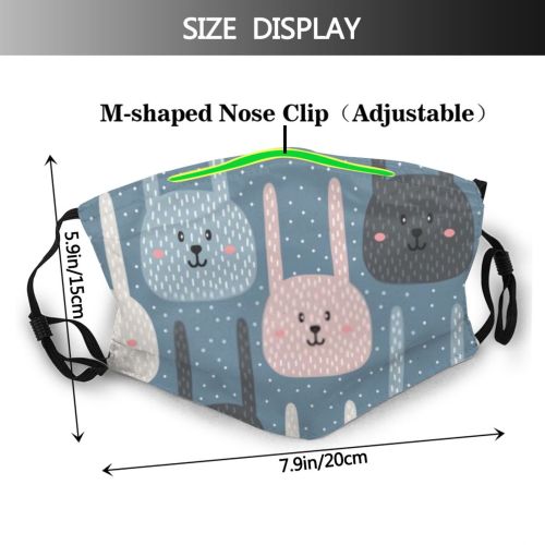 yanfind Childish Isolated Fantasy Friendly Postcard Pack Fabric Decoration Hares Hare Abstract Children's Dust Washable Reusable Filter and Reusable Mouth Warm Windproof Cotton Face