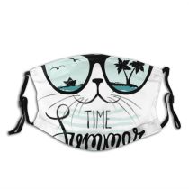 yanfind Cheshire Smile Vacation Logotype Beach Grunge Letter Art Cat Hawaii Tropical Tropics Dust Washable Reusable Filter and Reusable Mouth Warm Windproof Cotton Face