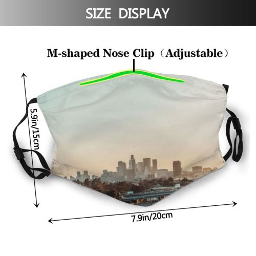 yanfind Drone Los Skyscraper Aerial Downtown Sunset Landscape District Angeles Built City Architecture Dust Washable Reusable Filter and Reusable Mouth Warm Windproof Cotton Face