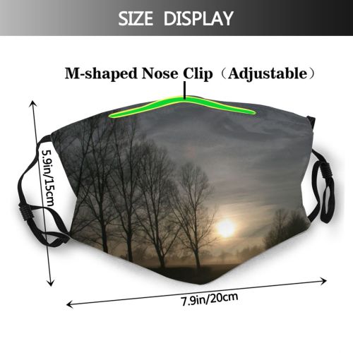 yanfind Field Light Morning Tree Countryside Cloud Atmosphere Winter Sky Mist Landscape Sunset Dust Washable Reusable Filter and Reusable Mouth Warm Windproof Cotton Face