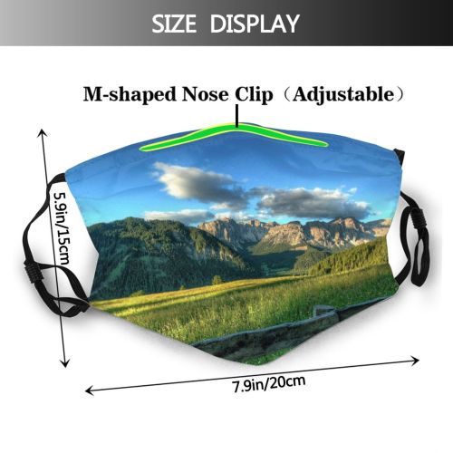 yanfind Idyllic Wooden Pasture Field Mountain Clouds Plants Tranquil Fence Scenery Mountains Rural Dust Washable Reusable Filter and Reusable Mouth Warm Windproof Cotton Face