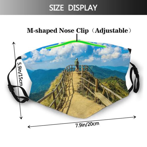 yanfind Idyllic Vacation Sight Hike Top Forest Clouds Tourism Tranquil Fence Scenery Bench Dust Washable Reusable Filter and Reusable Mouth Warm Windproof Cotton Face