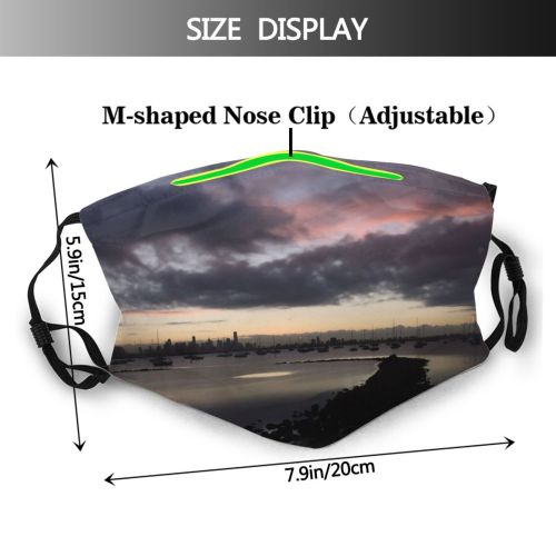 yanfind Melbourne Horizon Dawn Natural Atmospheric Cloud Sunset Landscape Sky Reflection Harbour Bay Dust Washable Reusable Filter and Reusable Mouth Warm Windproof Cotton Face