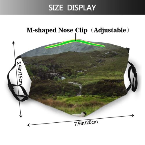 yanfind Idyllic Moutains Sheeps Pasture Mountain Daytime Tranquil Scenery Peak Country Side Grass Dust Washable Reusable Filter and Reusable Mouth Warm Windproof Cotton Face