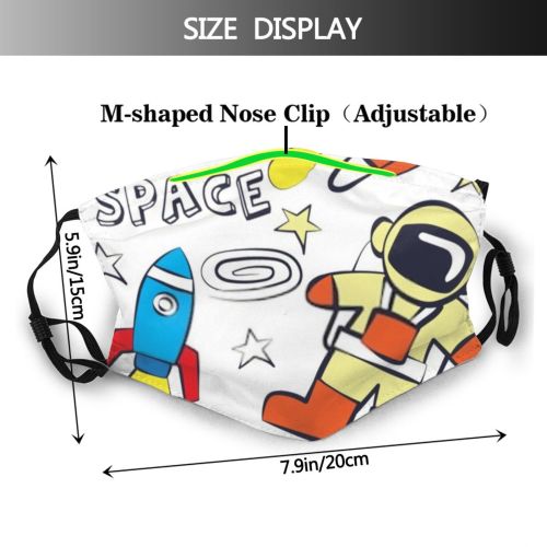 yanfind Abstract Company Moon Ship Cute Rocket Flying Comet Doodle Spaceship Simple Idea Dust Washable Reusable Filter and Reusable Mouth Warm Windproof Cotton Face