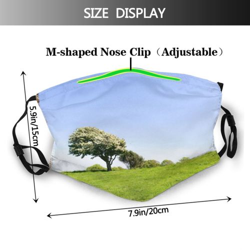 yanfind Field Summer Sky Grass Tree Tree Walk Spring Wall Dyke Devil Grassland Dust Washable Reusable Filter and Reusable Mouth Warm Windproof Cotton Face
