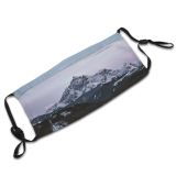 yanfind Idyllic Mountain Snowy Climb Scenery Capped High Mountains Peak Winter Summit Snow Dust Washable Reusable Filter and Reusable Mouth Warm Windproof Cotton Face