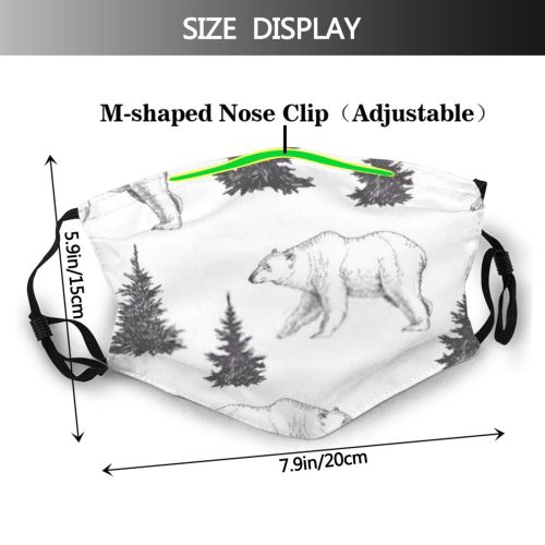 yanfind Isolated Tracing Arctic Life Snow Christmas Cute Nordic Scrapbooking Seamless Winter Wildlife Dust Washable Reusable Filter and Reusable Mouth Warm Windproof Cotton Face