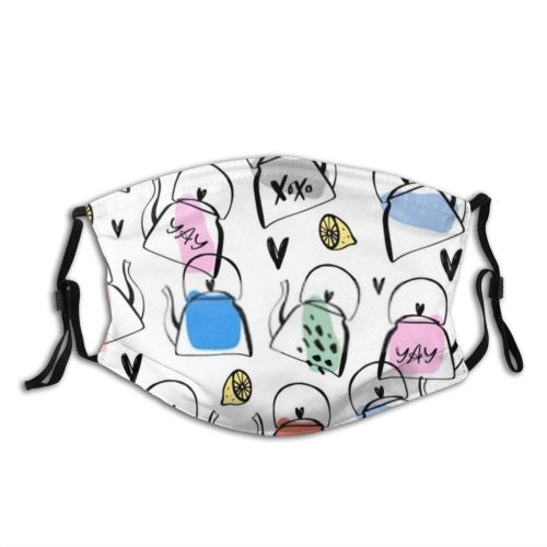 yanfind Calligraphy Cafe Emblem Hot Slogan Afternoon Cute Teapot English Menu Badge Teakettle Dust Washable Reusable Filter and Reusable Mouth Warm Windproof Cotton Face