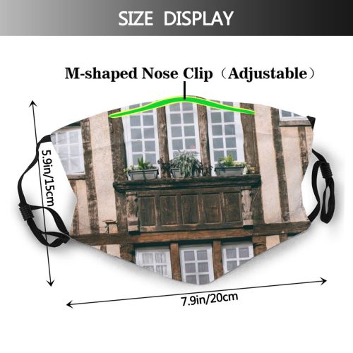 yanfind Idyllic Town Daylight Exterior Stripe Ribbed Solitude Urban Pot Facade Decorative Rectangular Dust Washable Reusable Filter and Reusable Mouth Warm Windproof Cotton Face
