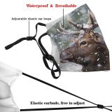 yanfind Reindeer Wild Tree Scene Snow Stag Focus Wildlife Hoofed Scenics Idyllic Antler Dust Washable Reusable Filter and Reusable Mouth Warm Windproof Cotton Face