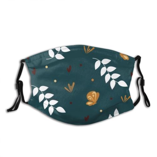 yanfind Abstract Butterfly Silhouettes Vegetation Cute With Berries Seamless Trendy Natural Coffee Summer Dust Washable Reusable Filter and Reusable Mouth Warm Windproof Cotton Face
