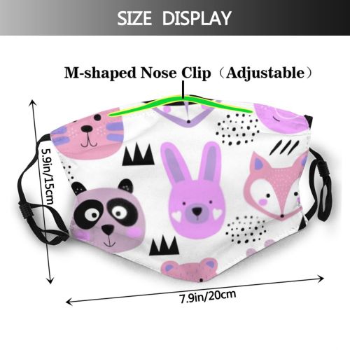 yanfind Isolated Childish Little Cute Nordic Fox Seamless Trendy Nursery Wildlife Rabbit Doodle Dust Washable Reusable Filter and Reusable Mouth Warm Windproof Cotton Face