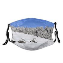 yanfind Winter Geological Landscape Mountain Sky Terrain Slope Piste Tree Winter Alpine Freezing Dust Washable Reusable Filter and Reusable Mouth Warm Windproof Cotton Face