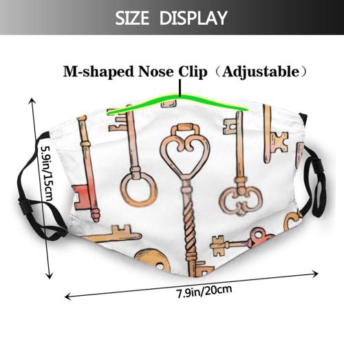 yanfind Abstract Cute Antiquarian Old Interior Seamless Classic Door Vintage Key Lock Ornament Dust Washable Reusable Filter and Reusable Mouth Warm Windproof Cotton Face