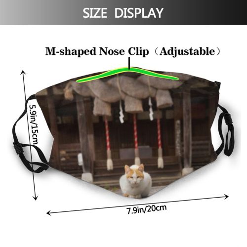 yanfind Fukunokami Asian Japanese Jinja Road Shintoism Young Cat Kitty Cute Iyoshi Jinjya Dust Washable Reusable Filter and Reusable Mouth Warm Windproof Cotton Face