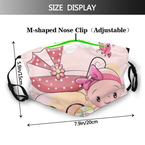 yanfind Isolated Carriage Happiness Life Cute Lifestyles Smiling Newborn Childbirth Cartoons Emotions Girls Dust Washable Reusable Filter and Reusable Mouth Warm Windproof Cotton Face