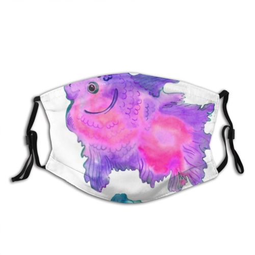 yanfind Abstract Cute With Wildlife Turquoise Beautiful Art Watercolor Decorative Funny Purple Cartoon Dust Washable Reusable Filter and Reusable Mouth Warm Windproof Cotton Face