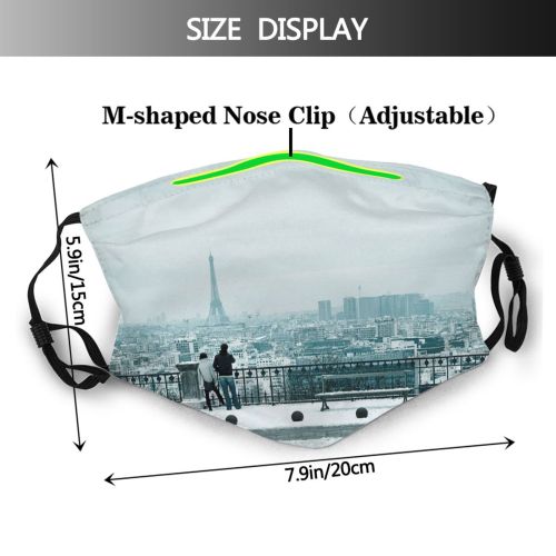 yanfind Capital Casual Eiffel Cities France Togetherness  Railing City Exterior Building Sidewalk Dust Washable Reusable Filter and Reusable Mouth Warm Windproof Cotton Face