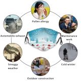 yanfind Ice Design Frost Defocused Star Landscape Smiling Reindeer Polar Tree Scene Snow Dust Washable Reusable Filter and Reusable Mouth Warm Windproof Cotton Face
