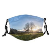 yanfind Field Tranquil Fields Winter Natural Atmospheric Hills Cloud Sunset Landscape Sky Peaceful   Dust Washable Reusable Filter and Reusable Mouth Warm Windproof Cotton Face