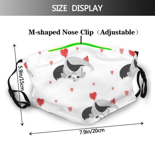 yanfind Cute Seamless Anteater Valentine Repeat Romantic Ant Heart Decorative Valentines Funny Cartoon Dust Washable Reusable Filter and Reusable Mouth Warm Windproof Cotton Face
