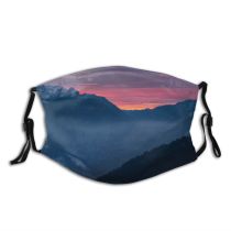 yanfind Idyllic Calm Dawn Forest Clouds Tranquil Mountains Misty Trees Hazy Sky Murky Dust Washable Reusable Filter and Reusable Mouth Warm Windproof Cotton Face