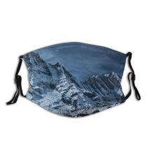 yanfind Ice Frosty Mountain Snowy Clouds Frozen Scenery Capped Altitude High Mountains Peak Dust Washable Reusable Filter and Reusable Mouth Warm Windproof Cotton Face