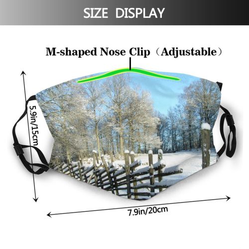 yanfind Winter Rural Landscape Sky Tree Fence Plant Frost Winter Natural Freezing Sun Dust Washable Reusable Filter and Reusable Mouth Warm Windproof Cotton Face