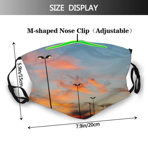 yanfind Idyllic Lamps Afterglow Sunset Dawn Clouds Tranquil Backlit Scenery Outdoors Sky Dusk Dust Washable Reusable Filter and Reusable Mouth Warm Windproof Cotton Face