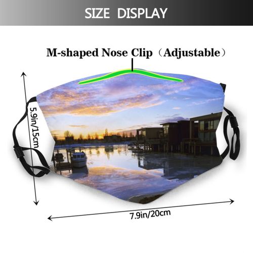 yanfind Winter Frozen Sky Morning Cloud Boat Sky Reflection Netherlands Ice Wood Clouds Dust Washable Reusable Filter and Reusable Mouth Warm Windproof Cotton Face