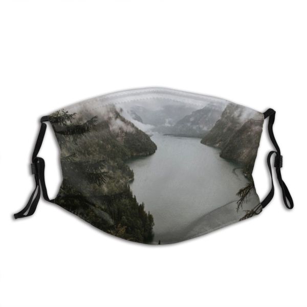 yanfind Lake Daylight Calm Forest Aerial Mountains Morning Early Outdoors Trees Fog Waters Dust Washable Reusable Filter and Reusable Mouth Warm Windproof Cotton Face