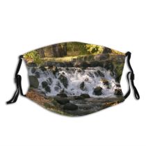 yanfind Resources Wilanow Waterfall Natural Autumn Watercourse Landscape Fall Warsaw Leaf Stream Waterfall Dust Washable Reusable Filter and Reusable Mouth Warm Windproof Cotton Face