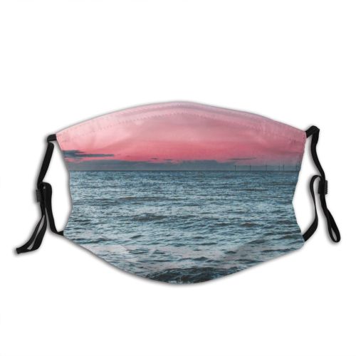 yanfind Idyllic Shore Seaside Dawn Twilight Waves Sea Clouds Beach Tranquil Dramatic Scenery Dust Washable Reusable Filter and Reusable Mouth Warm Windproof Cotton Face
