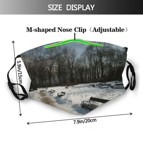 yanfind Winter Winter Geological Sky Ice Snow Warsaw Landscapes Bench Tree Frost Park Dust Washable Reusable Filter and Reusable Mouth Warm Windproof Cotton Face