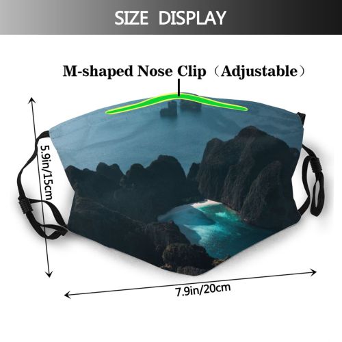 yanfind Idyllic Shot Footage Oceanside Seaside Sea Geological Daytime Tranquil Drone Geology Scenery Dust Washable Reusable Filter and Reusable Mouth Warm Windproof Cotton Face