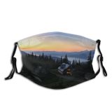 yanfind Lake Sunset Pine Scenery Mountains Grass Trees Outdoors Wilderness Sky Light Lakeside Dust Washable Reusable Filter and Reusable Mouth Warm Windproof Cotton Face