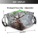 yanfind Reindeer Wild Tree Scene Snow Stag Focus Wildlife Hoofed Scenics Idyllic Antler Dust Washable Reusable Filter and Reusable Mouth Warm Windproof Cotton Face